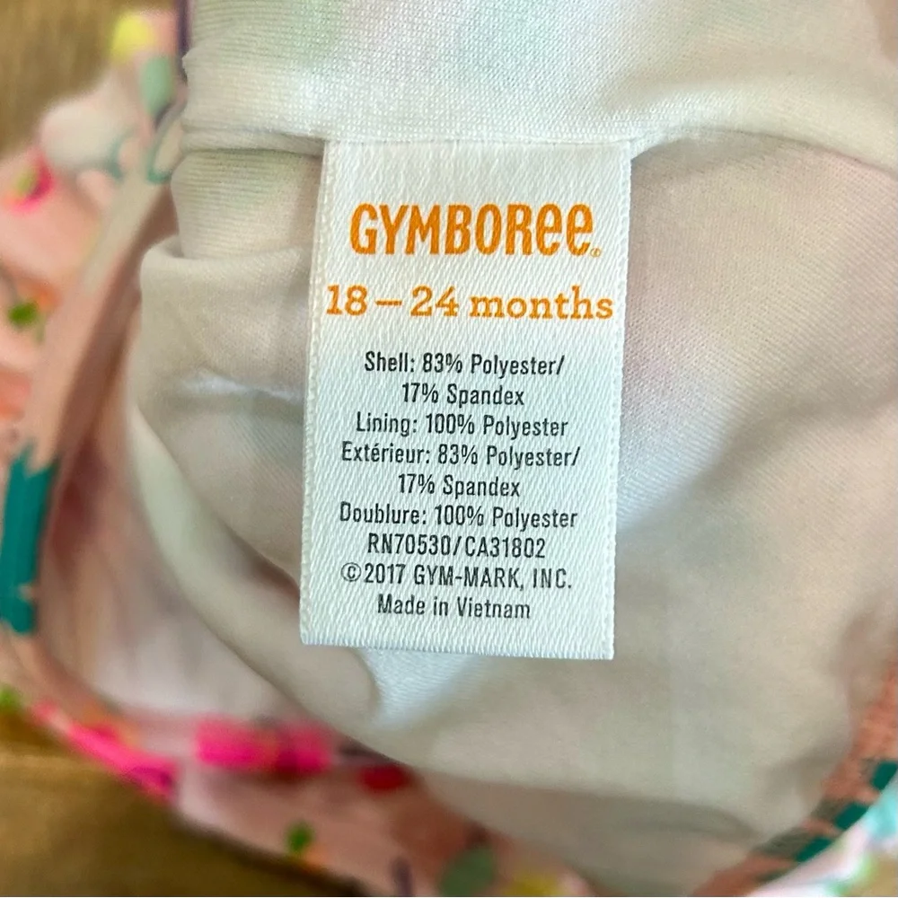 Gymboree Toddler Girls Flamingo Tropical Ruffle One Piece Swimsuit Pink 18-24 M